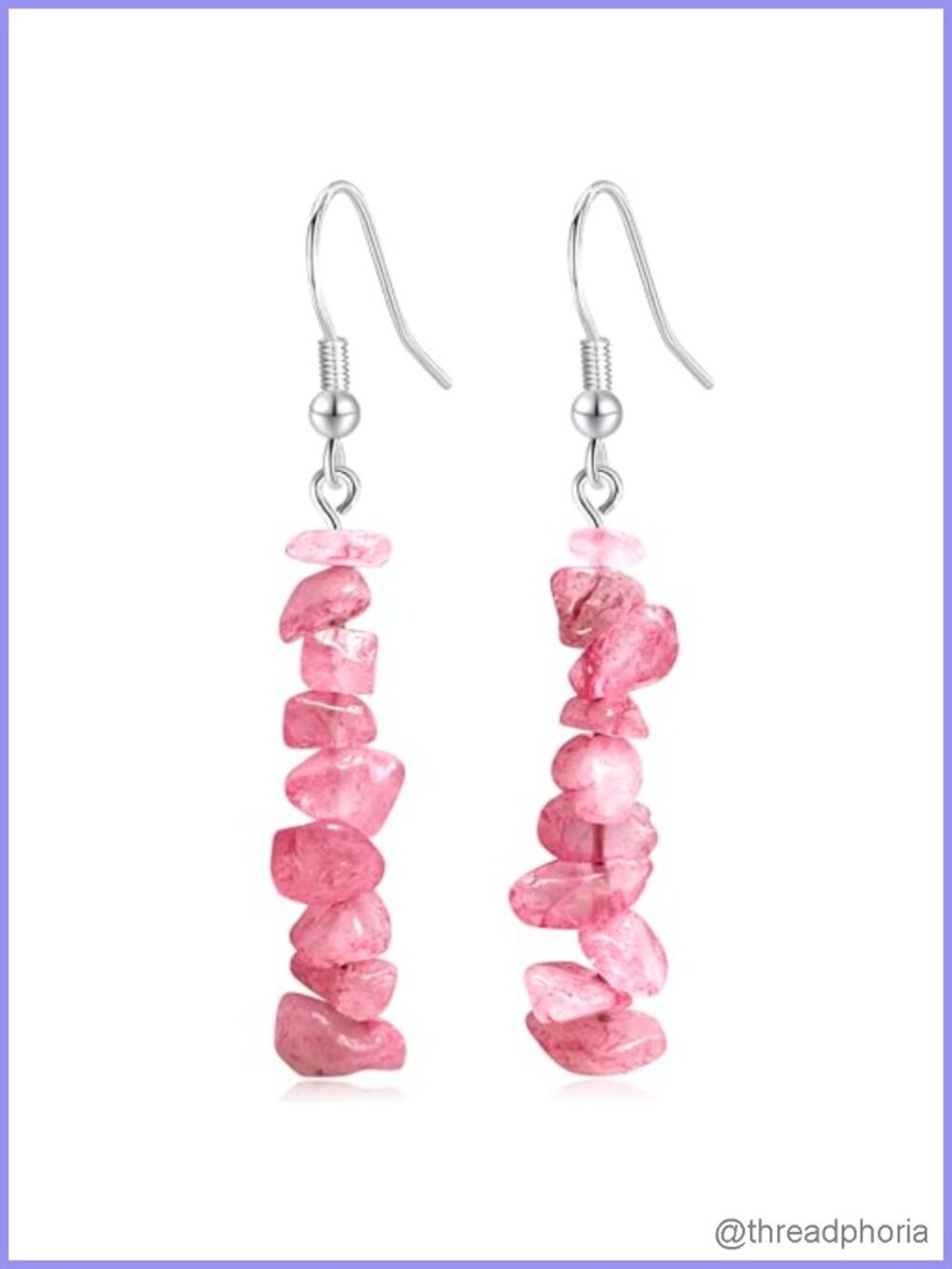 Bohemian Natural Stone Tassel Dangle Earrings Handmade Silver Hooks